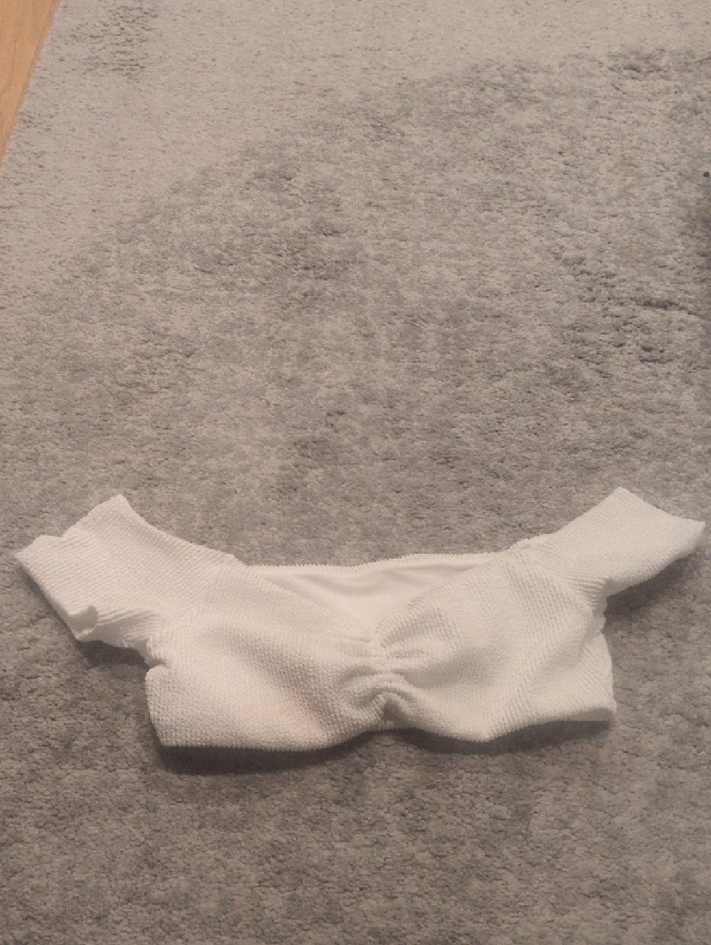 H&M White Off The Shoulder Ribbed Crop Top